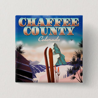 Chapa Cuadrada Condado de Chaffee, poster de esquí de Colorado.