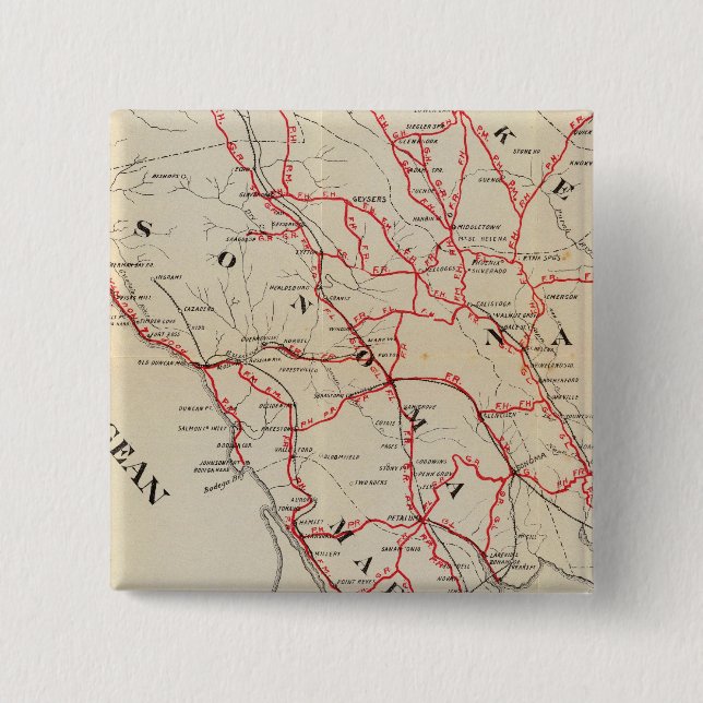 Chapa Cuadrada Condados de Sonoma, Marin, Lake y Napa (Anverso)