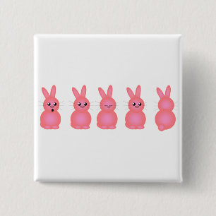 Chapa Cuadrada Conejitos de pascua rosados