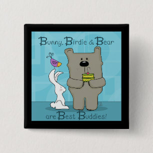 Chapa Cuadrada Conejo, Birdie y Bear - Los mejores amigos