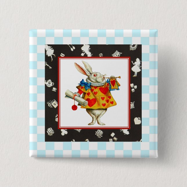 Chapa Cuadrada Conejo blanco 2 (Anverso)