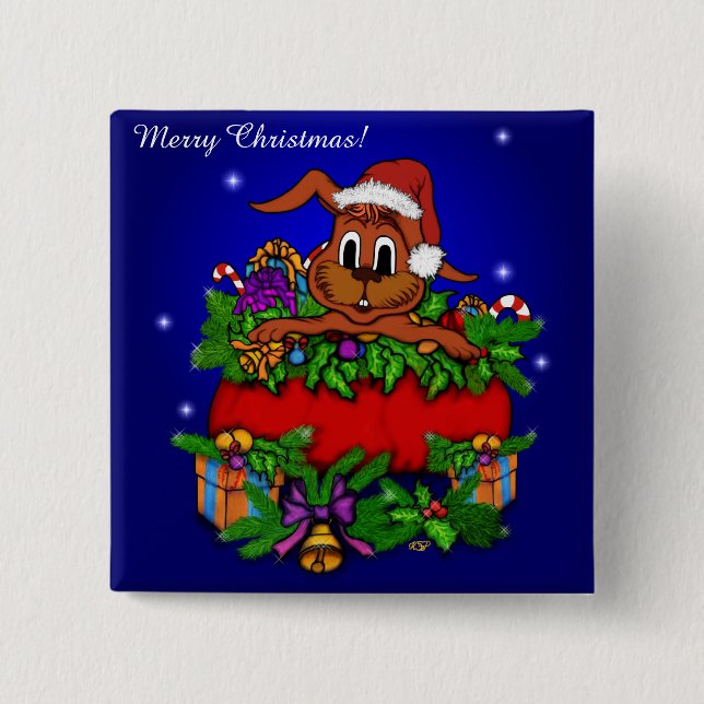 Chapa Cuadrada Conejo de navidades (Anverso)