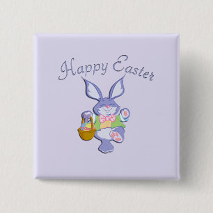 Chapa Cuadrada Conejo de Pascua Morado Bailando Lavanda