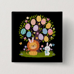 Chapa Cuadrada Conejo León Pascua Árbol de Caza Huevos Lindos