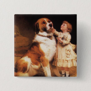 Chapa Cuadrada Confianza de Charles Burton Barber, Perro San Bern