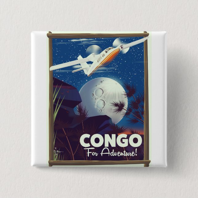 Chapa Cuadrada Congo para aventura! cartel de viaje (Anverso)
