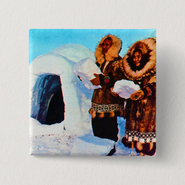 Chapa Cuadrada Constructores de igloo de Alaska en EEUU (Anverso)