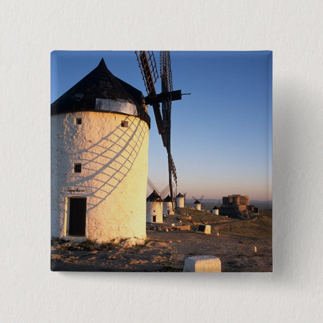 Chapa Cuadrada Consuegra, La Mancha, España, molinos de viento (Anverso)