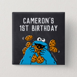 Chapa Cuadrada Cookie Monster Birthday Chalkboard
