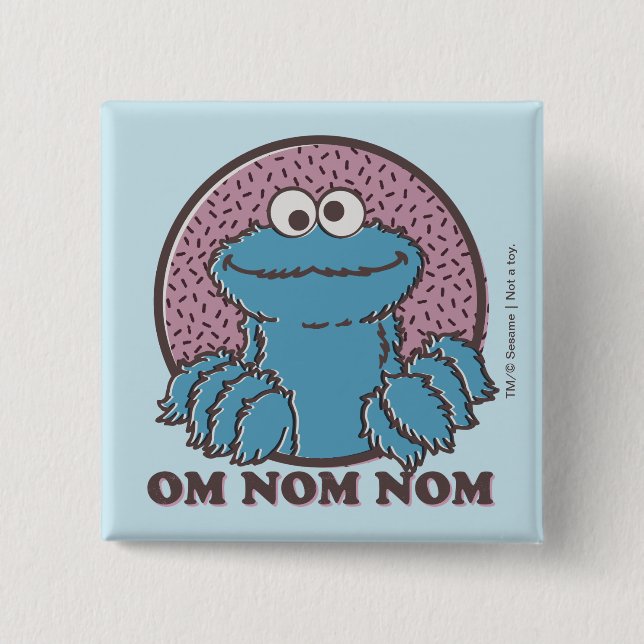 Chapa Cuadrada Cookie Monster | Om Nom (Anverso)