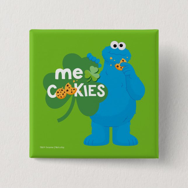 Chapa Cuadrada Cookie Monster | Shamrock Love (Anverso)