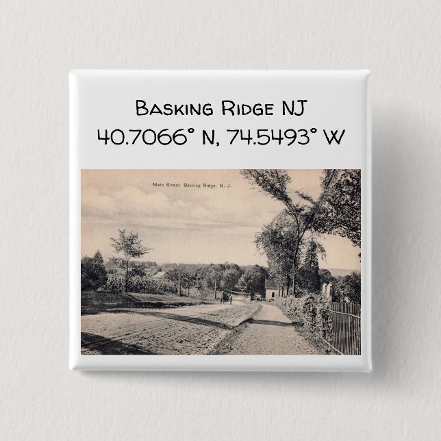 Chapa Cuadrada Coordenada del Mapa NJ de Basking Ridge 1906 Estil (Anverso)