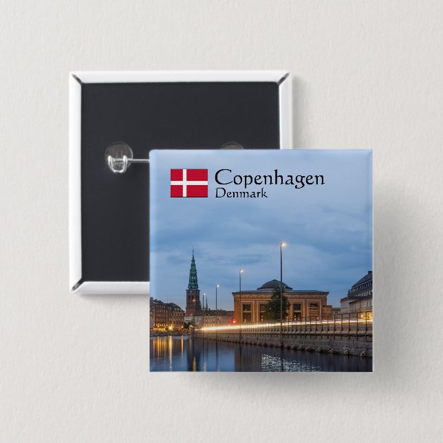 Chapa Cuadrada Copenhague Dinamarca (Anverso y reverso)