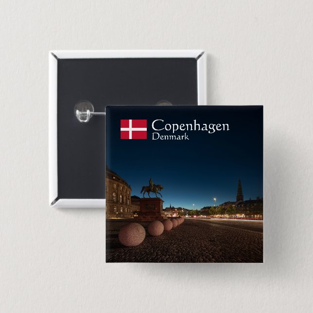 Chapa Cuadrada Copenhague Dinamarca (Anverso y reverso)