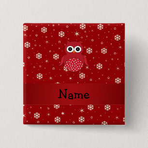 Chapa Cuadrada Copos de nieve conocidos personalizados del rojo