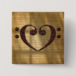 Chapa Cuadrada Copper Doble Bass Clef Heart Music Lover
