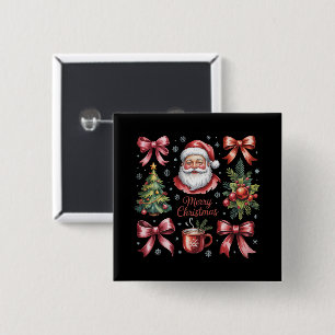 Chapa Cuadrada Coqueta Navidad Roja Retro Navideña Fiesta Cute