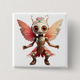 Chapa Cuadrada Coral Gold Cute Dancing Robot Pixie