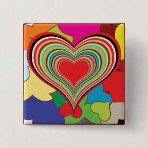 Chapa Cuadrada Corazón abstracto vibrante de arcoíris en capas