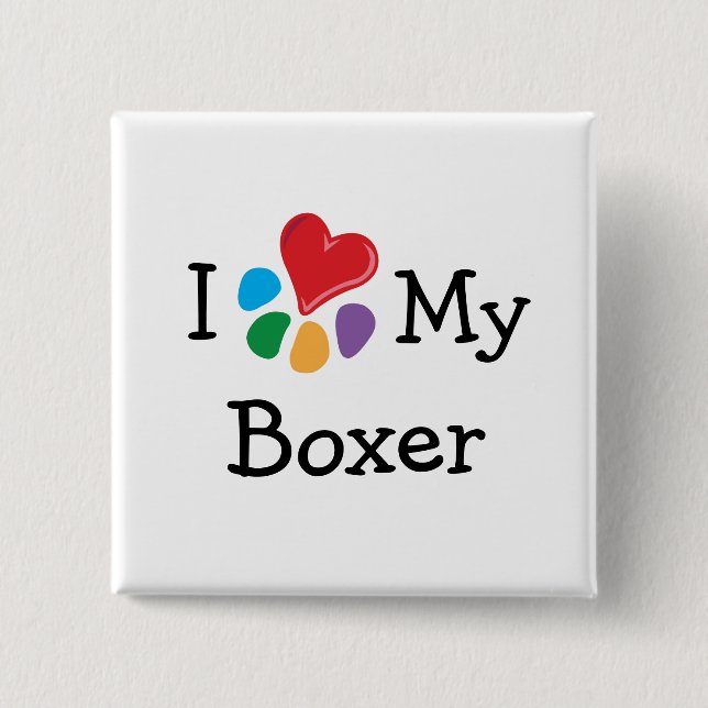 Chapa Cuadrada Corazón animal de Lover_I mi boxeador (Anverso)
