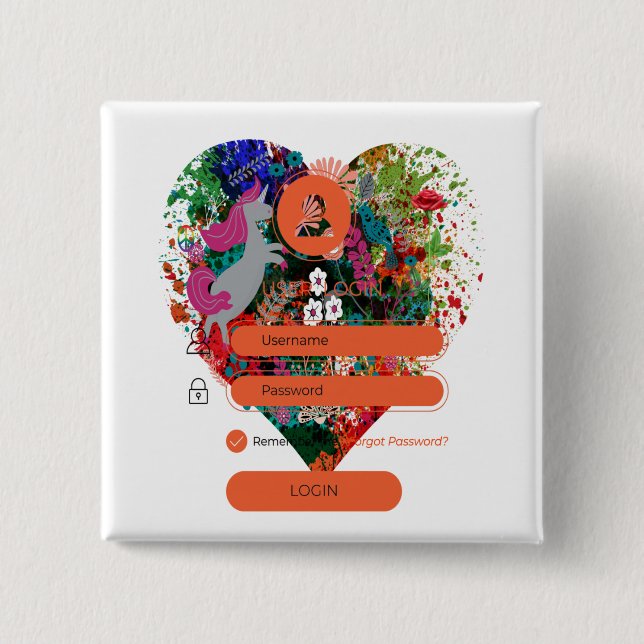 Chapa Cuadrada Corazón con inicio de sesión (Anverso)