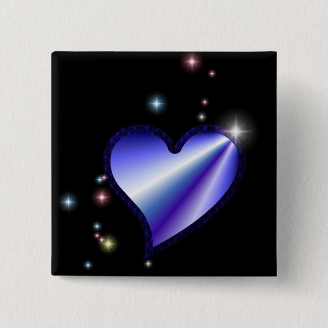 Chapa Cuadrada Corazón de arcoiris morado con estrellas (Anverso)
