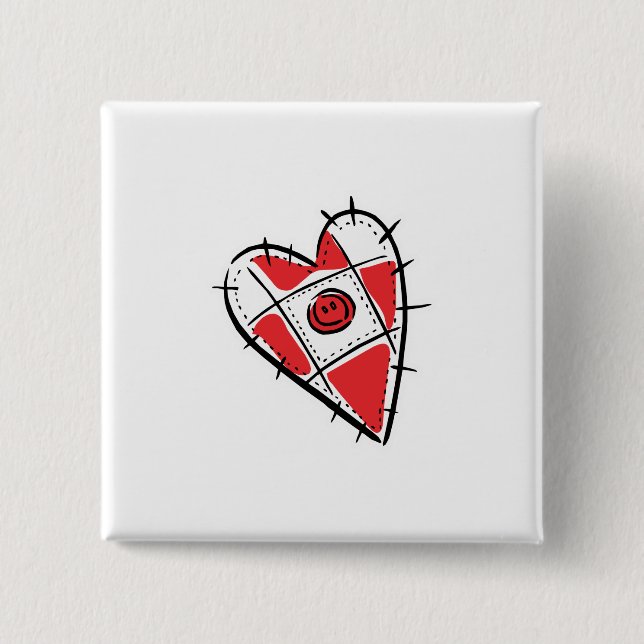 Chapa Cuadrada corazón de cojín de alfileres (Anverso)