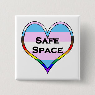 Chapa Cuadrada Corazón de espacio seguro trans.