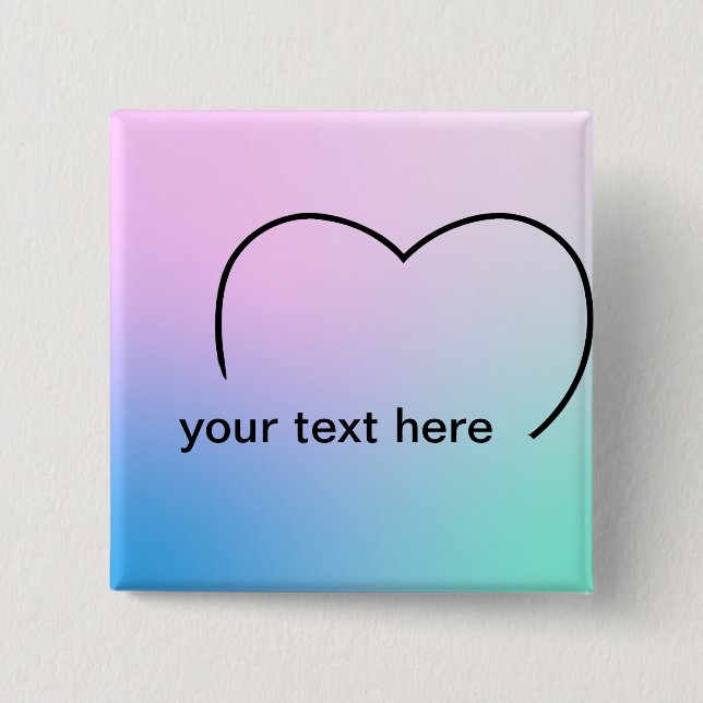 Chapa Cuadrada Corazón de fondo pastel graduado (Anverso)