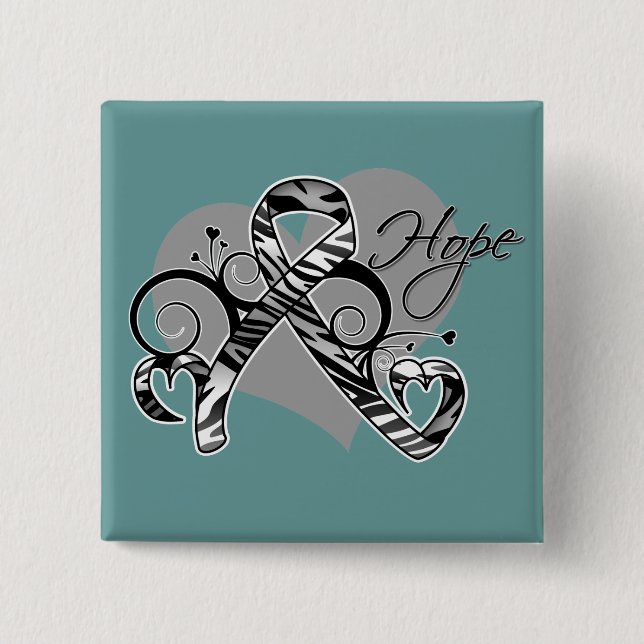 Chapa Cuadrada Corazón de la Esperanza Conciencia sobre el Cáncer (Anverso)