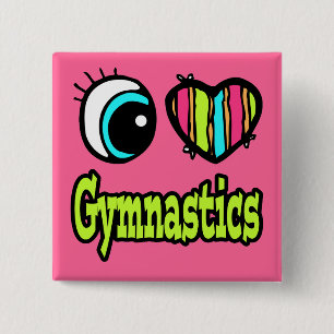 Chapa Cuadrada Corazón de Ojo Brillante Amo la Gimnasia