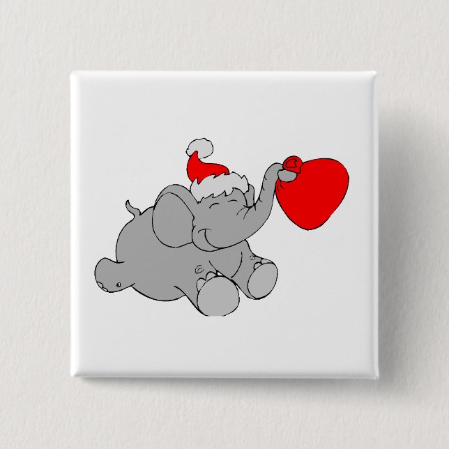 Chapa Cuadrada Corazón del elefante del navidad (Anverso)