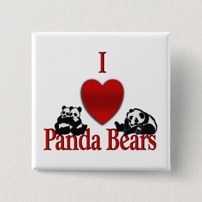 Chapa Cuadrada Corazón Panda Bears (Anverso)