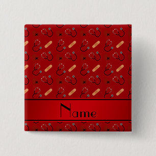 Chapa Cuadrada Corazón rojo conocido personalizado del vendaje