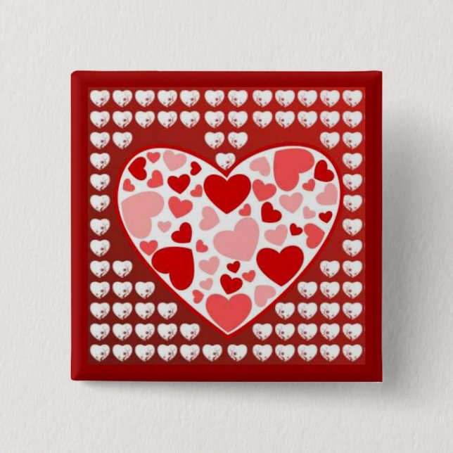 Chapa Cuadrada Corazones adorables (Anverso)