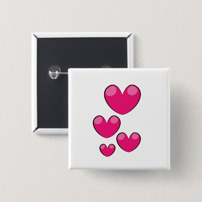 Chapa Cuadrada Corazones de amor (Anverso y reverso)