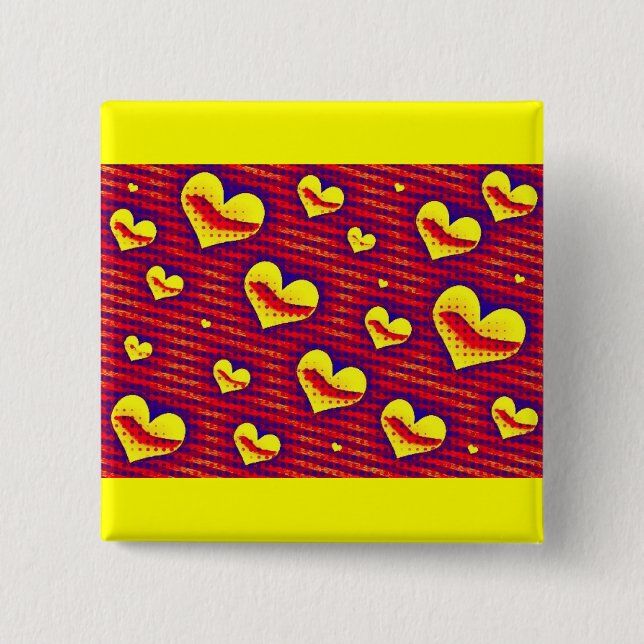 Chapa Cuadrada Corazones de arte pop (Anverso)