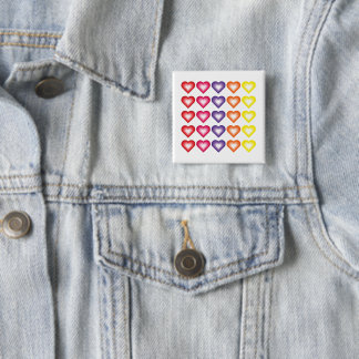 Chapa Cuadrada Corazones de San Valentín Coloridos Vibrantes Botó