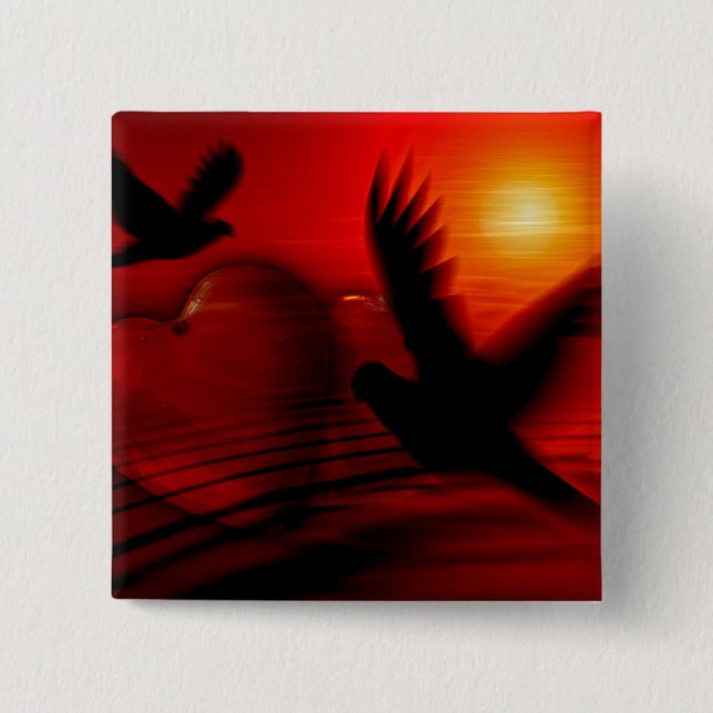 Chapa Cuadrada Corazones y palomas (Anverso)