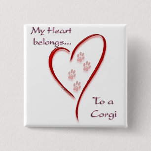Chapa Cuadrada Corgi Heart Pertenece