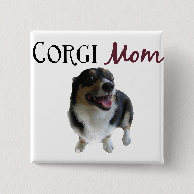 Chapa Cuadrada Corgi Mom Photograph (Anverso)