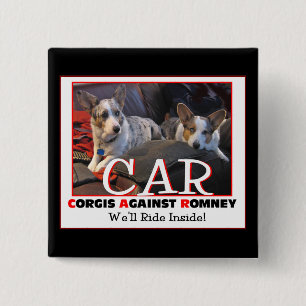 Chapa Cuadrada Corgis contra el perno de Romney