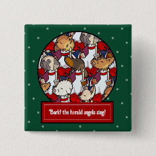 Chapa Cuadrada Coro de Perros Divertidos Navideños Pug Pun Carica