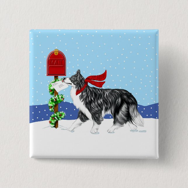 Chapa Cuadrada Correo de línea de borde de navidades (Anverso)