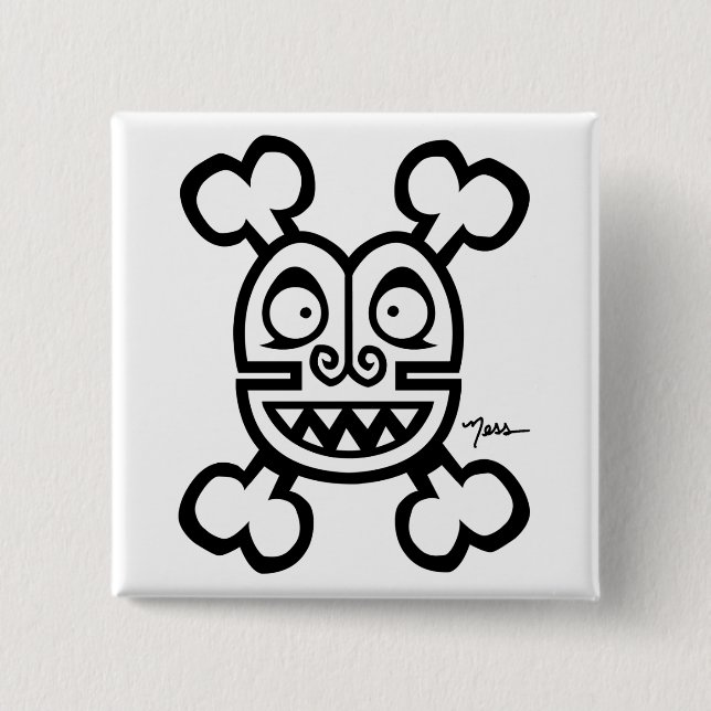 CHAPA CUADRADA CRÁNEO DE NESS Y LOGOTIPO DE LOS HUESOS (Anverso)