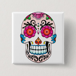 Chapa Cuadrada Cráneo del azúcar - día de los muertos, tatuaje,