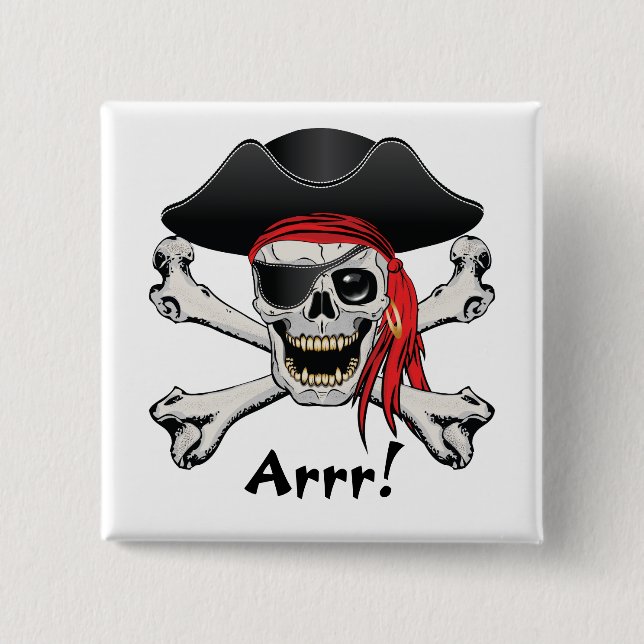Chapa Cuadrada Cráneo del pirata (Anverso)