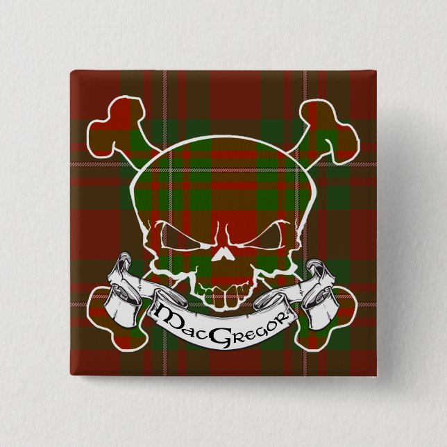 Chapa Cuadrada Cráneo del tartán de MacGregor (Anverso)