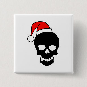 Chapa Cuadrada Cráneo negro del navidad