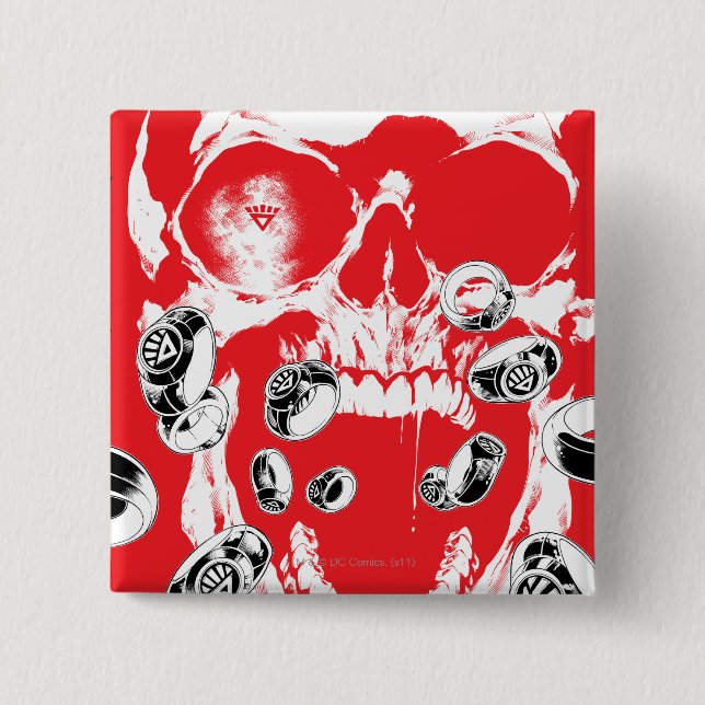 Chapa Cuadrada Cráneo y anillos - rojo (Anverso)